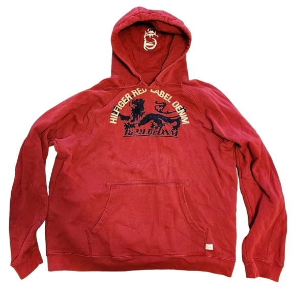 Tommy Hilfiger Other - Vtg Tommy Hilfiger Red Label Denim Pullover Hoodie Mens Size Large REDLBL-DNM